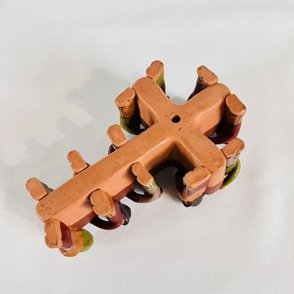 Terra Cotta Folk Art Clay Pottery Peruvian Crucification Carrying Of The Cross - Picture 8 of 11